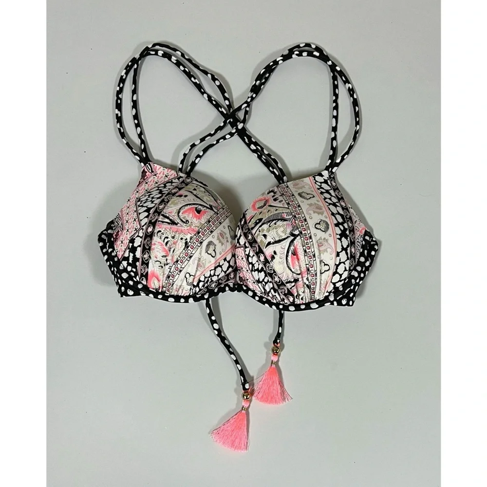 Victoria’s Secret ‘The Gorgeous’ Paisley Polka Dot Push-Up Bikini Top 34C 🌸✨ - Picture 3 of 6